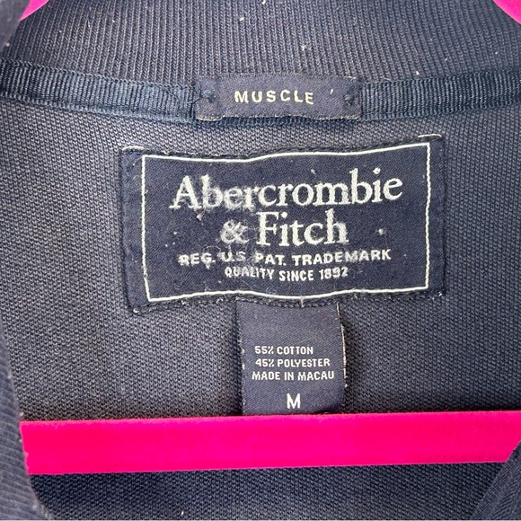Vintage Y2K Abercrombie & Fitch Navy Blue Track Jacket Stripes Logo Mens M Rugby - Picture 6 of 10